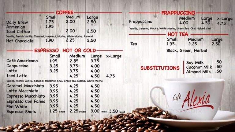 Cafe Alexia - Glendale, CA menu_pic
