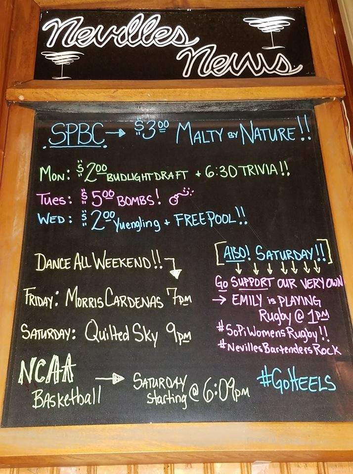 Neville's - Southern Pines, NC menu_pic