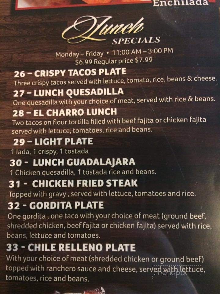 El Charro - Marlin, TX menu_pic