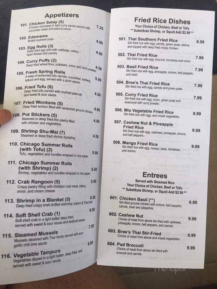 Bree Thai Express - Lemont, IL menu_pic