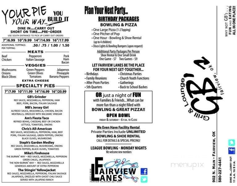 GB's Grille & Lounge - Fairview, OK menu_pic