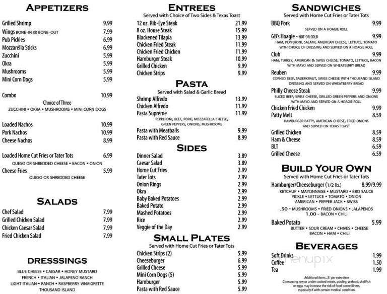 GB's Grille & Lounge - Fairview, OK menu_pic