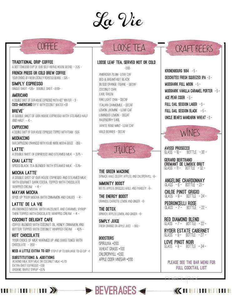 La Vie - Pinetop-Lakeside, AZ menu_pic