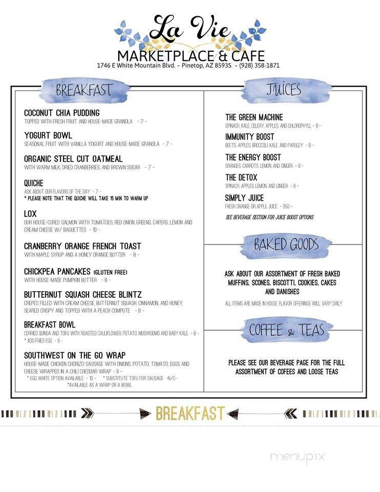 La Vie - Pinetop-Lakeside, AZ menu_pic