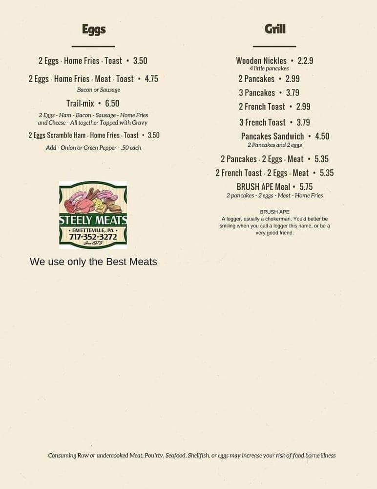 Timber's Restaurant and Ice Cream - Fayetteville, PA menu_pic