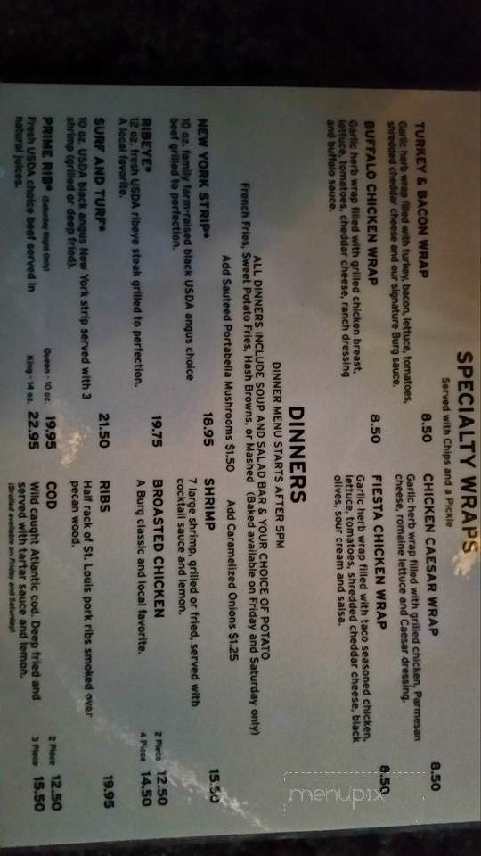 The Burg - Shullsburg, WI menu_pic