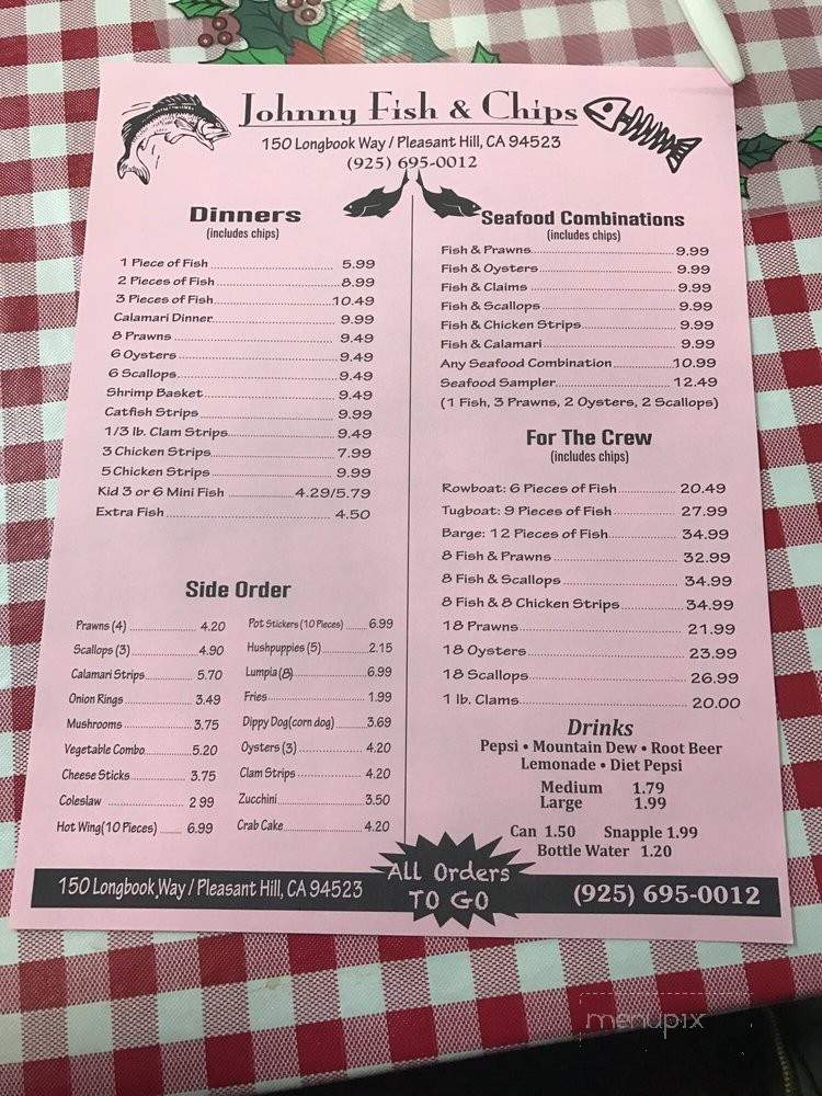 Johnny Fish & Chips - Pleasant Hill, CA menu_pic