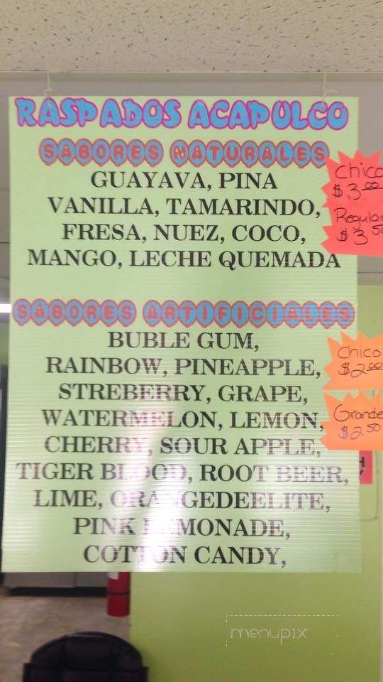 /29113325/Raspados-Acapulco-Menu-Farmersville-CA - Farmersville, CA