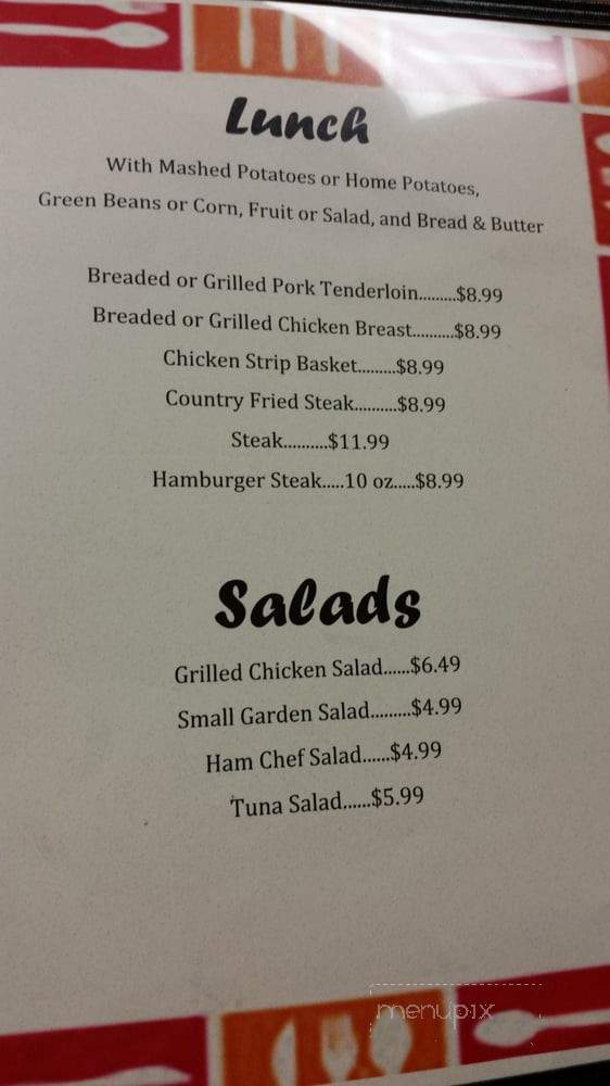 Clara's Sunrise Cafe - Sedalia, MO menu_pic