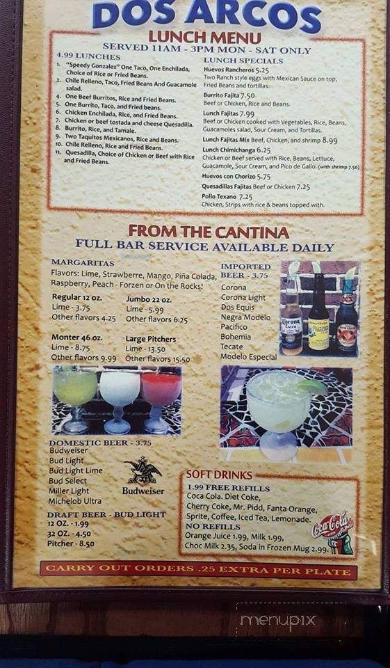 Dos Arcos - Boonville, MO menu_pic