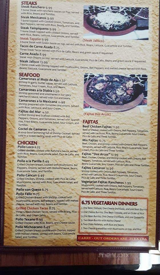 Dos Arcos - Boonville, MO menu_pic