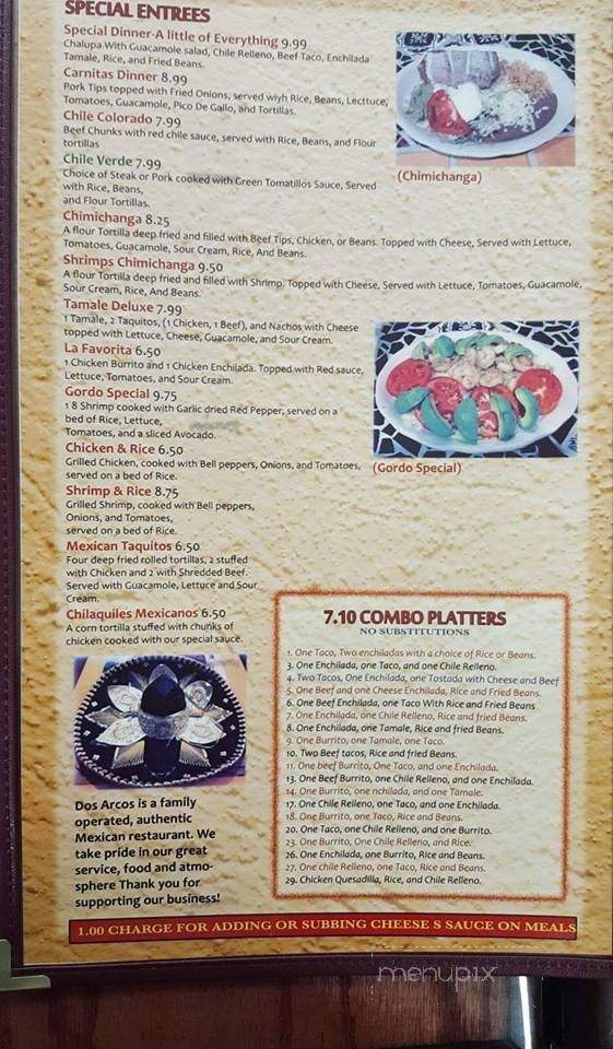 Dos Arcos - Boonville, MO menu_pic