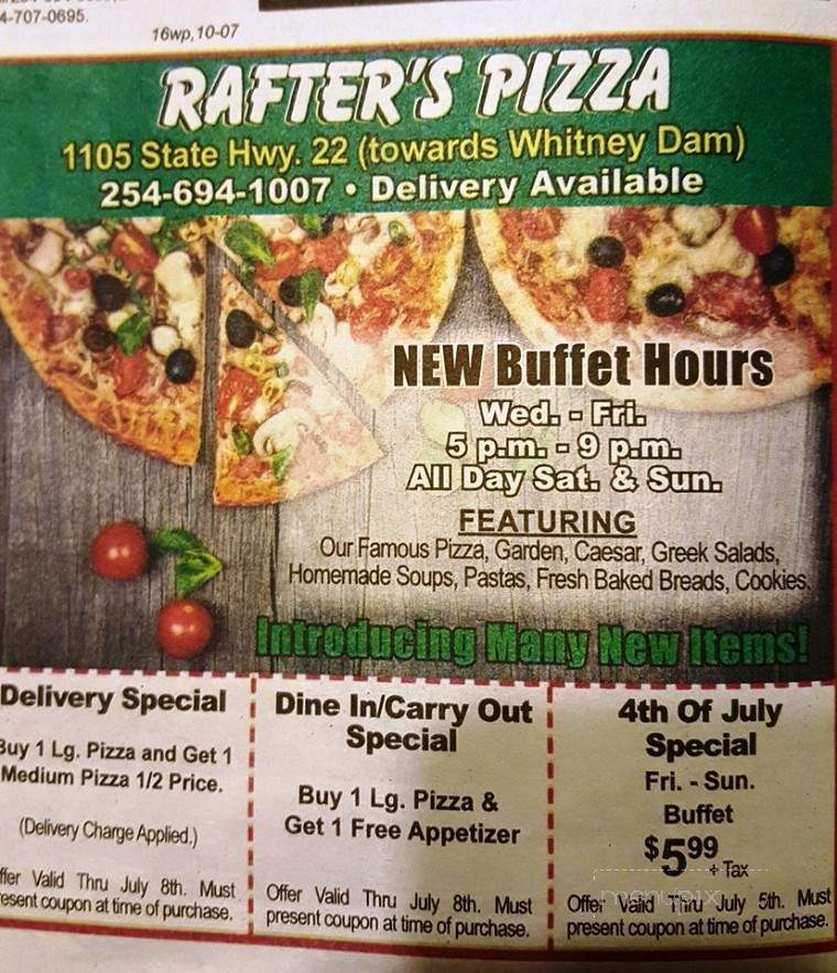 /29118240/Rafters-Pizza-Whitney-TX - Whitney, TX