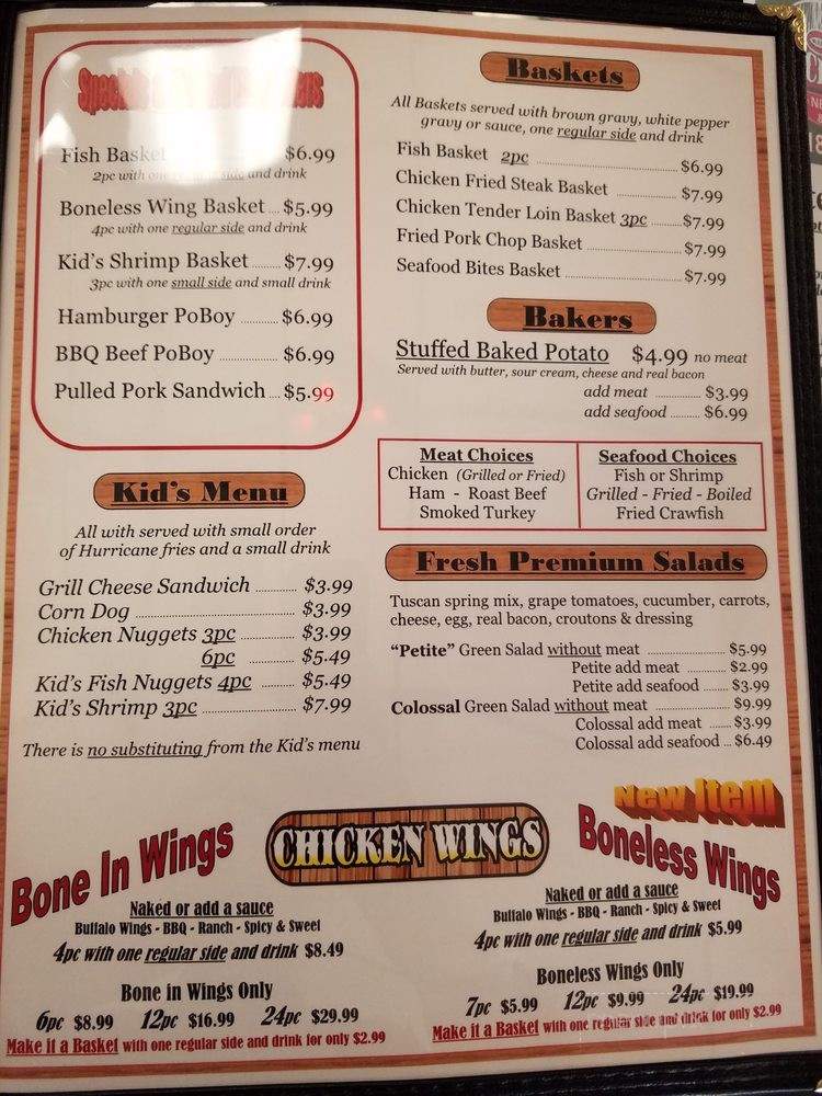 Sid's Back Porch - Marksville, LA menu_pic