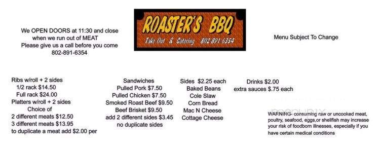 /29121281/Roasters-BBQ-Milton-VT - Milton, VT