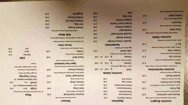 Junction Cafe - De Soto, MO menu_pic