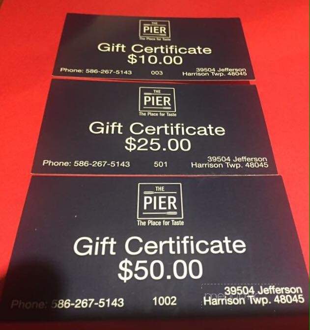The Pier - Harrison Township, MI menu_pic