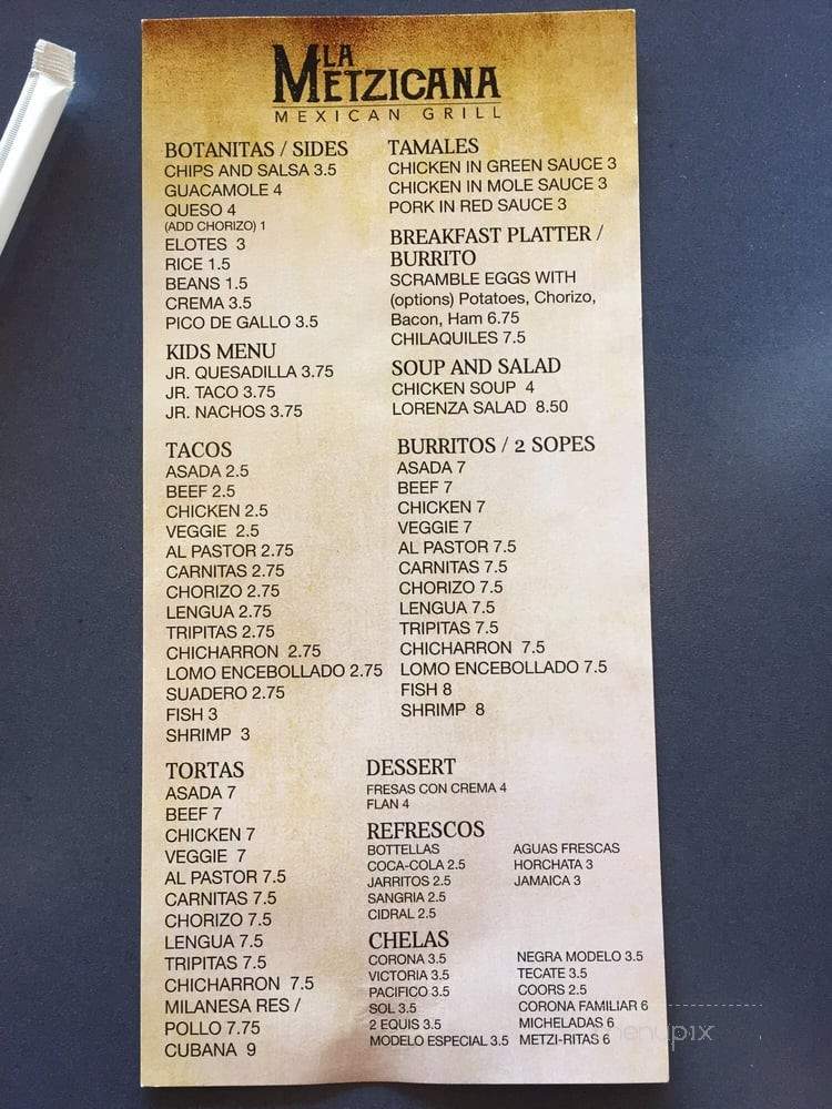 La Metzicana - Indianapolis, IN menu_pic