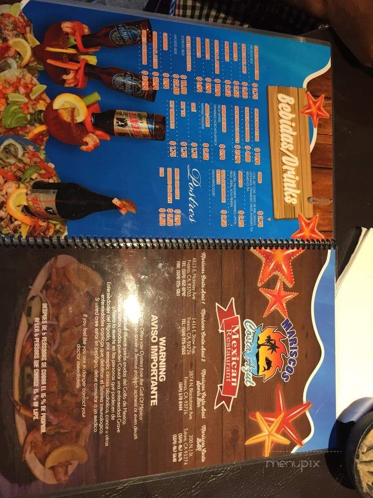 Online Menu of Costa Azul de Tulare, Tulare, CA