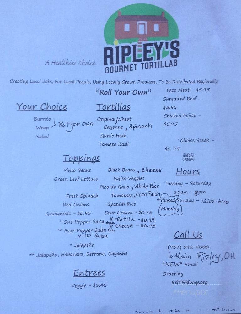 Ripley's Gourmet Tortillas - Ripley, OH menu_pic