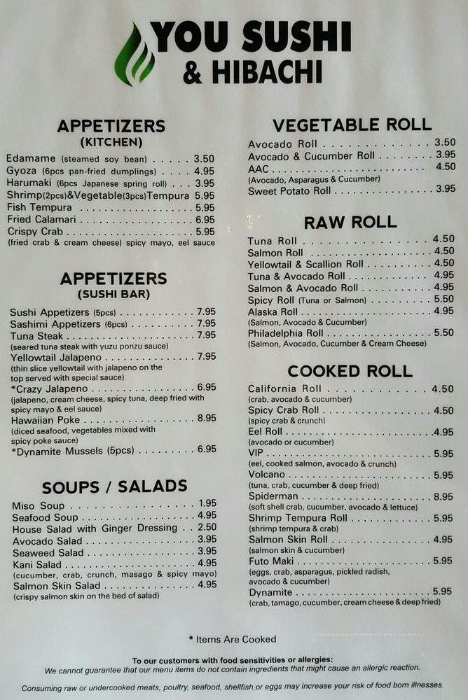 You Sushi & Hibachi - Crestview, FL menu_pic