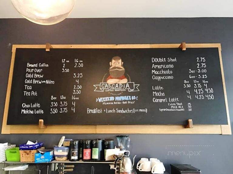 Cascadia Coffee - Portland, OR menu_pic