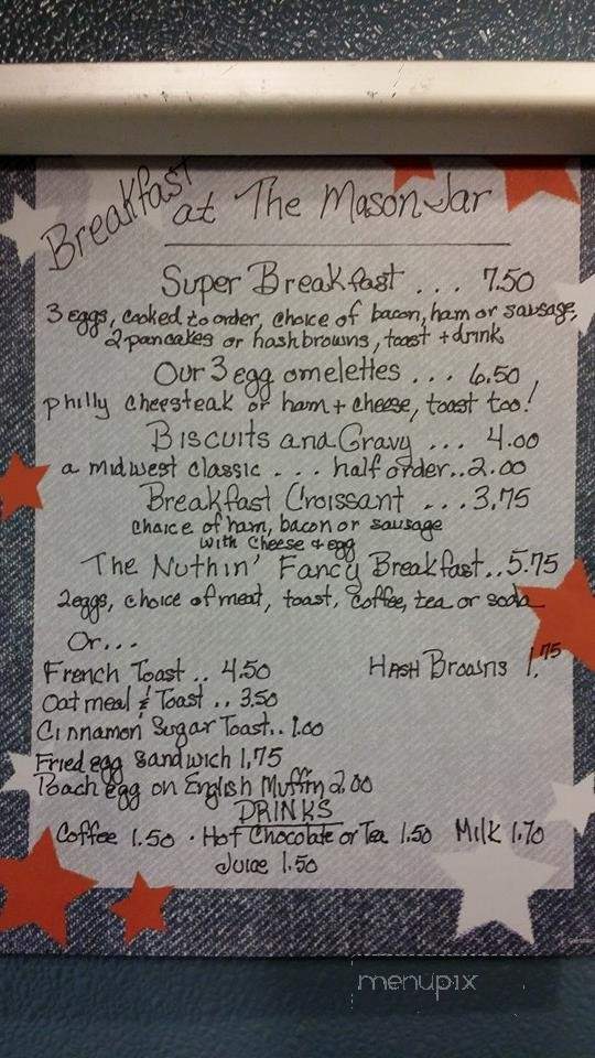 The Mason Jar Cafe - Sedalia, MO menu_pic