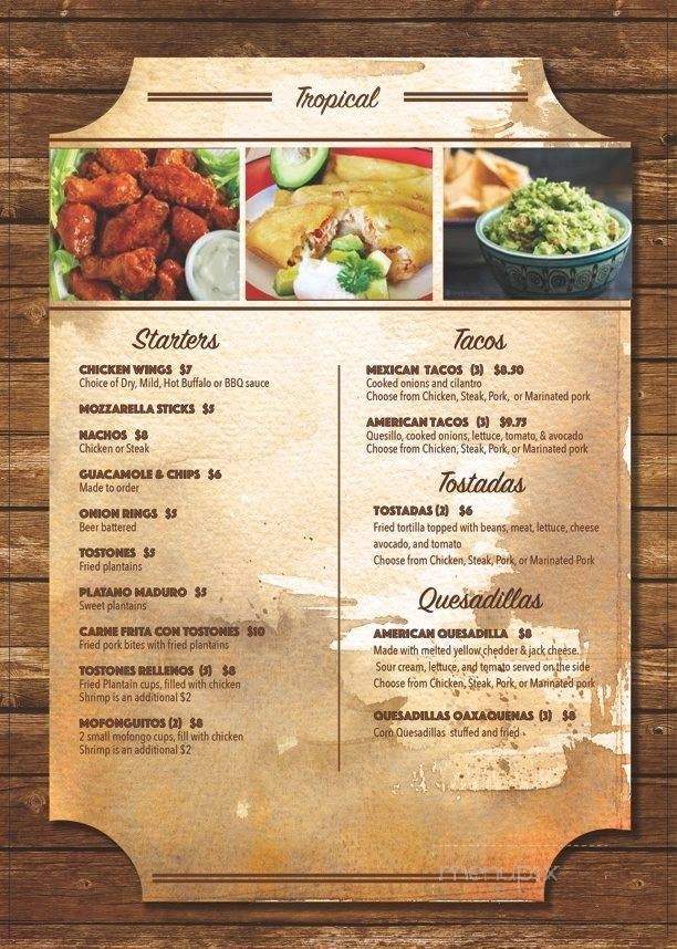 Tropical Latin Restaurant & Bar - Vineland, NJ menu_pic