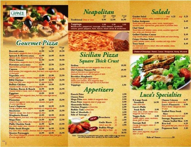 Luca's Pizza - Vineland, NJ menu_pic