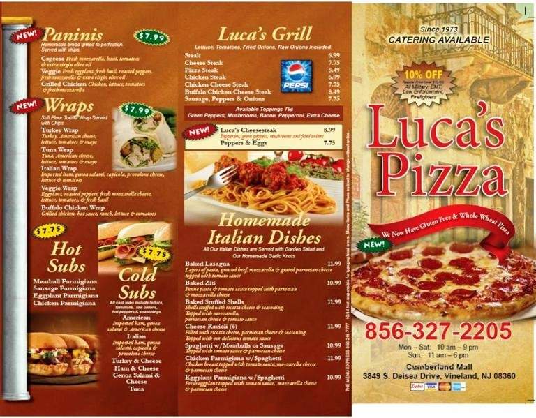 Luca's Pizza - Vineland, NJ menu_pic