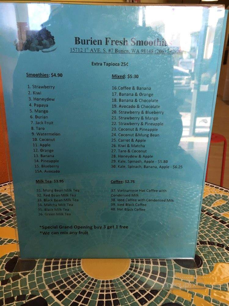 Burien Fresh Smoothies - Burien, WA menu_pic