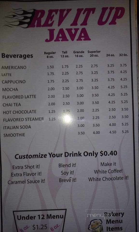 Rev It Up Java - Renton, WA menu_pic