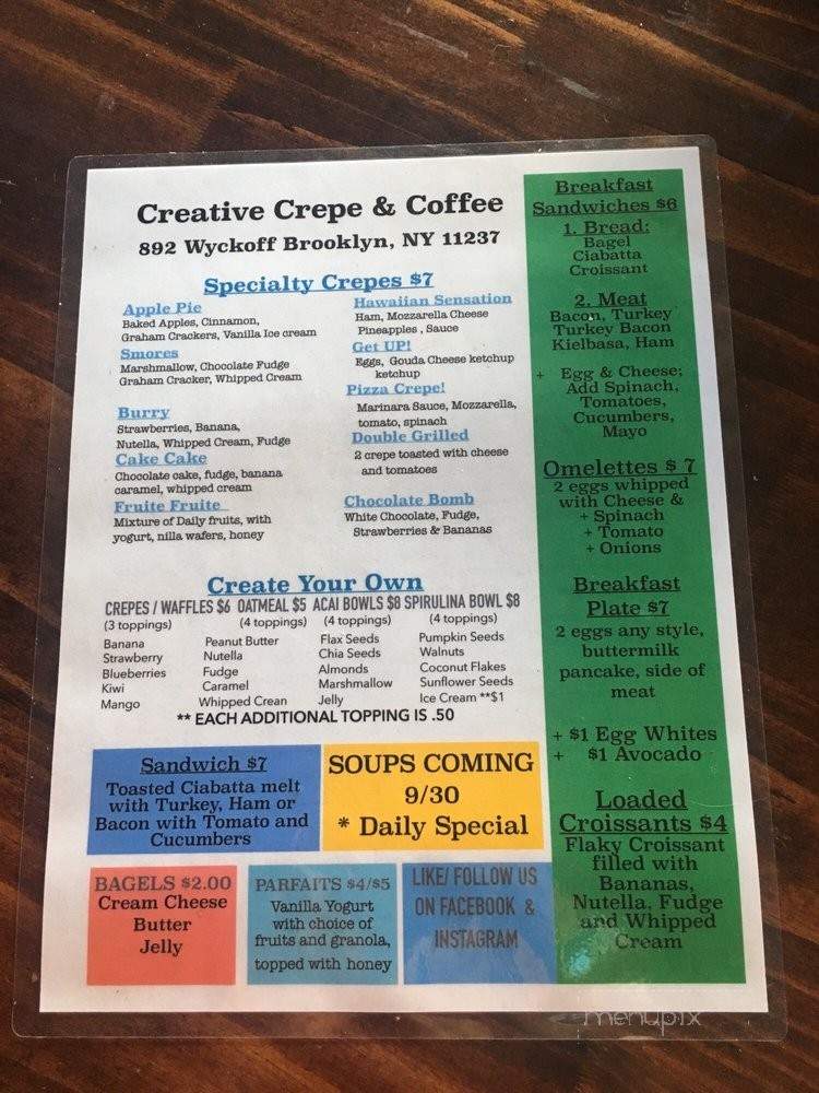 Creative Crepe & Coffee - Brooklyn, NY menu_pic