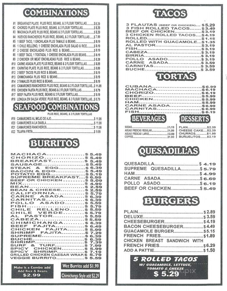 Rancho Viejo Mexican & Seafood - Huntington Beach, CA menu_pic