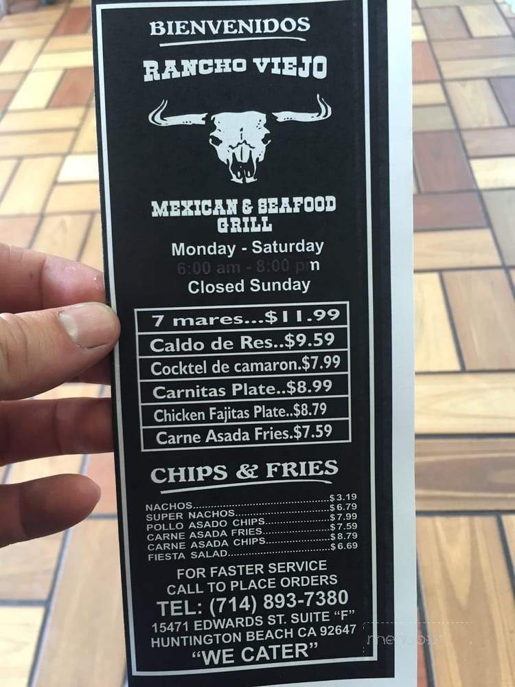 Rancho Viejo Mexican & Seafood - Huntington Beach, CA menu_pic