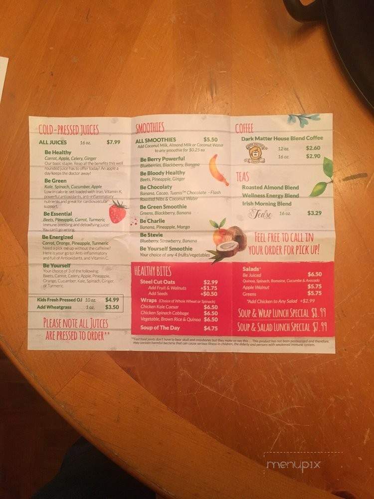 Be Juice'd - Chicago, IL menu_pic