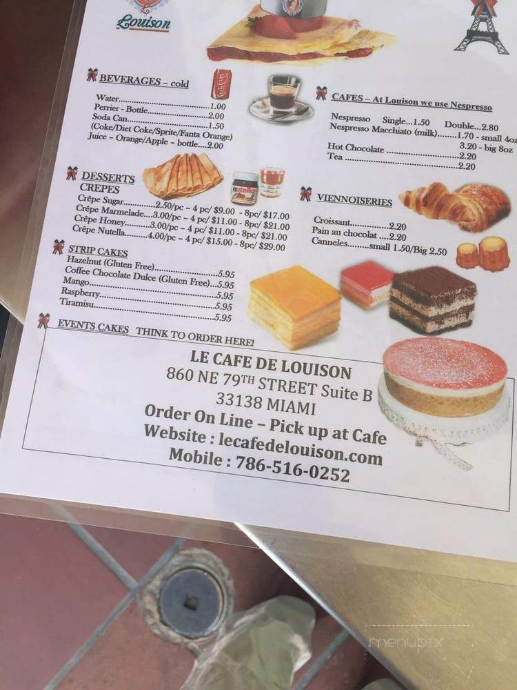 Le Cafe de Louison - Miami, FL menu_pic
