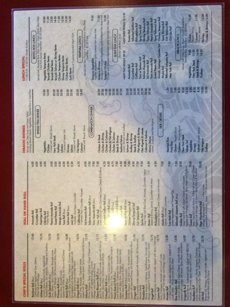 Momiji Sushi & Hibachi - Pendleton, OR menu_pic