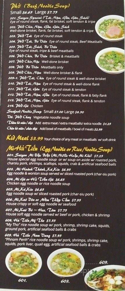 Pho Saigon Noodle House 2 - Salt Lake City, UT menu_pic