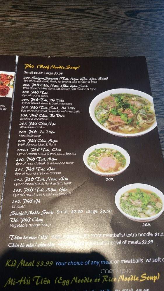 Pho Saigon Noodle House 2 - Salt Lake City, UT menu_pic