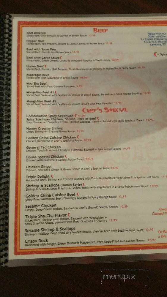 Golden China Cuisine - San Antonio, TX menu_pic