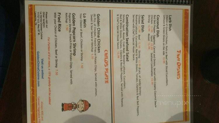 Golden China Cuisine - San Antonio, TX menu_pic