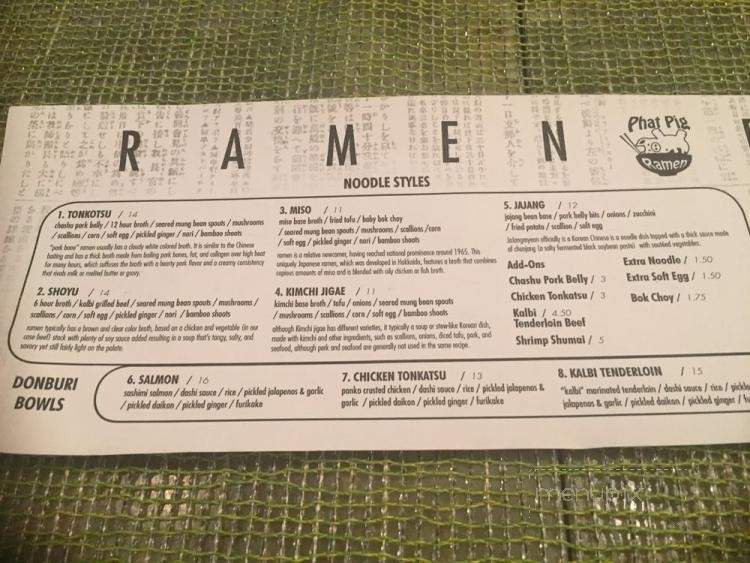Phat Pig - Washington, DC menu_pic
