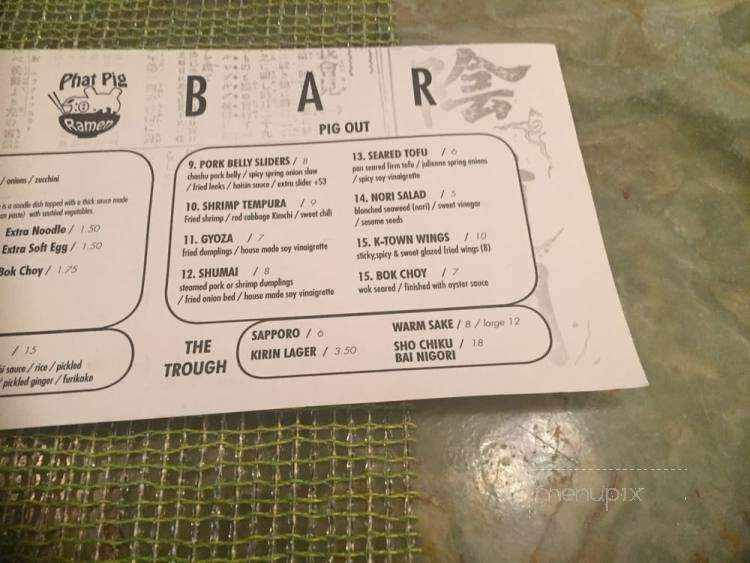Phat Pig - Washington, DC menu_pic