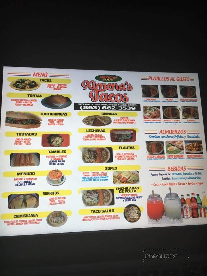 Ximena's Tacos - Auburndale, FL menu_pic