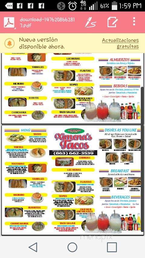 Ximena's Tacos - Auburndale, FL menu_pic