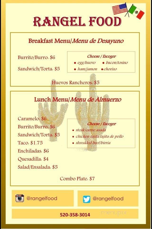 Rangel Food - Tucson, AZ menu_pic