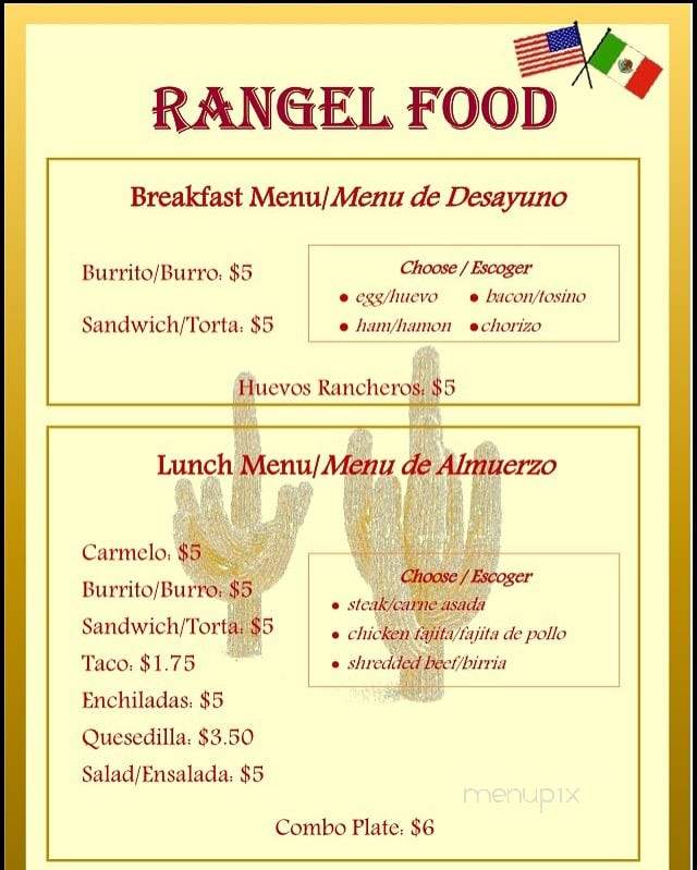 Rangel Food - Tucson, AZ menu_pic