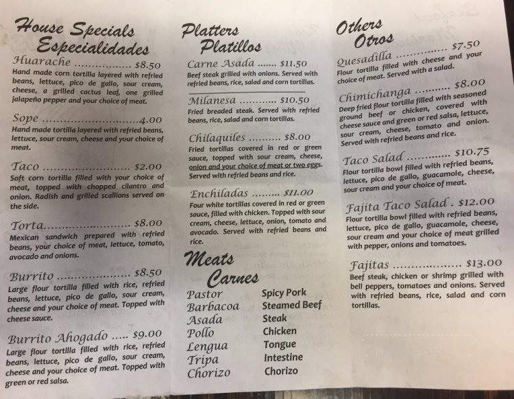 Jarochos - Sparta, WI menu_pic