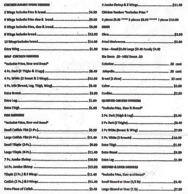 Rio's Chicken and Fish - Fort Worth, TX menu_pic